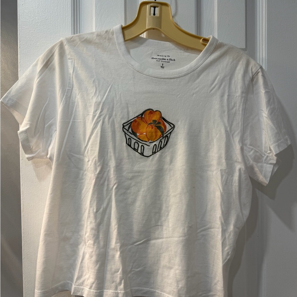 Abercrombie and Fitch White Tee with Fruit Basket Graphic